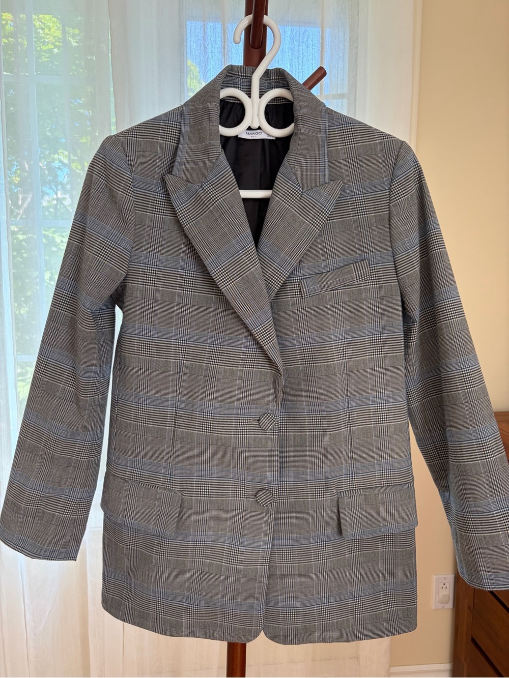 Mango Gray Glen Plaid Blazer
